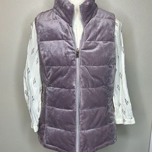 ZX ZEROXPOSUR Quilted Puffer Vest NEW Velour Lilac‎ Zip Up Pockets Lightweight S
